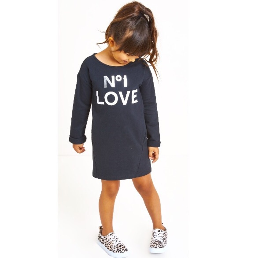NWT Fabkids Long sleeve Black Live No 1 Dress